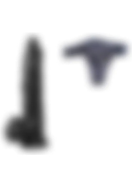 Dildo Series Siyah Hero 23 cm Belden Bağlamalı Realistik Penis