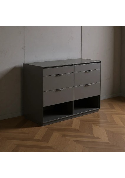 Modena Ada Şifonyer 6 Çekmeceli Kahverengi MDF 85 cm Yükseklik 121 cm Genişlik Modern Tasarım fırsatları