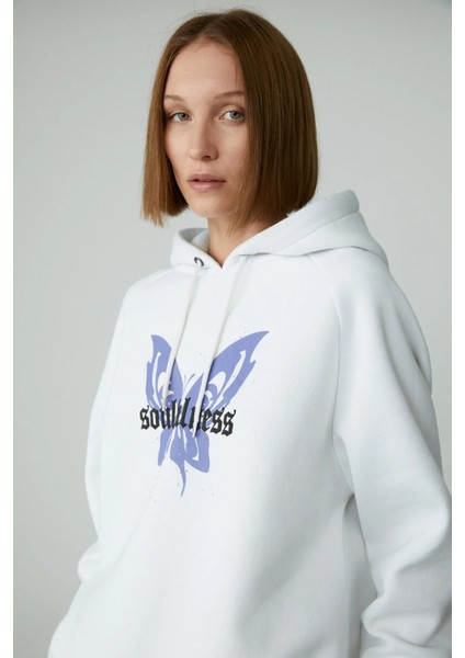 LAMARI Kadın Oversıze Şardonlu Kapüşonlu Beyaz Sweatshirt indirimleri