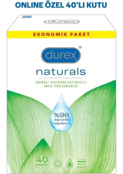 Naturals 40'lı İnce Prezervatif %98 Doğal İçerikli Kayganlaştırıcı