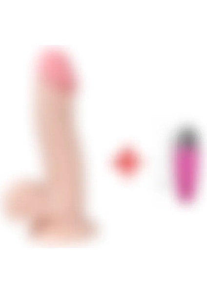 DILDO 17 cm Yumuşak Dokuda Realistik Penis+Mini Vibratör