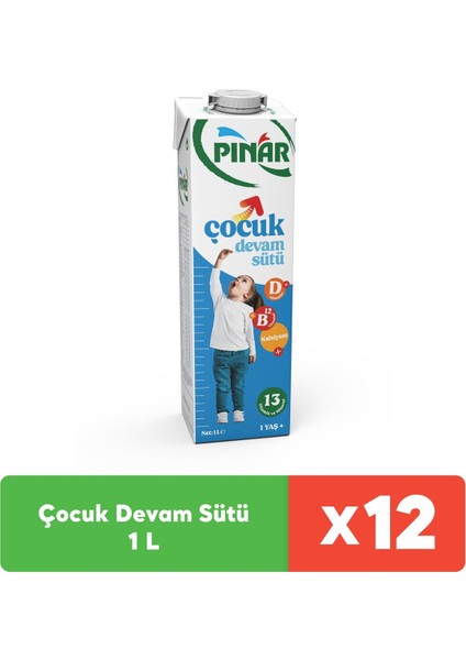 Çocuk Devam Sütü 1 L x 12 Adet Zengin Vitamin İçeriği ile Büyüme Destekleyici indirimleri