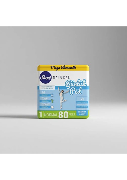 Natural 80 Adet Günlük Ped Normal Ultra İnce Rahatlık ve Saf Doğal Özellikler