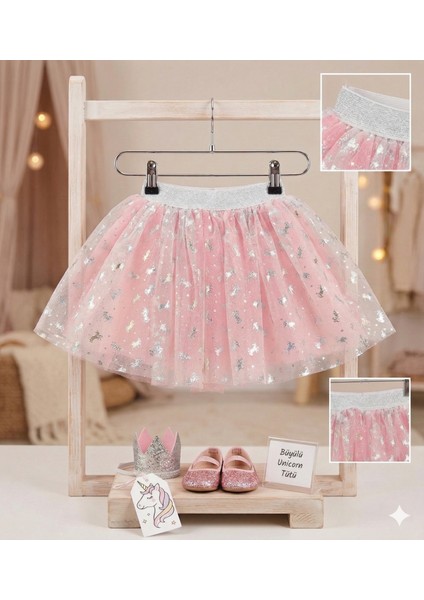 Kız Çocuk Pembe Simli Unicorn Tütü Etek fiyatları