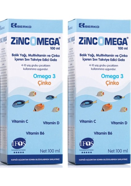 Balık Yağı Omega 3 ACD E Vitamini 100ML x 2 Adet Türkiye Menşeli Besin Takviyesi fiyatları