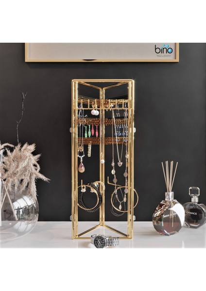 Gold Altın 3'lü Takı Standı Organizer Yüksek Parlaklık 15x40 cm Çok Fonksiyonlu indirimleri