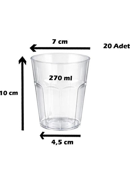 Meşrubat Bardağı Mika Plastik Bardak 270 ml 20'li fiyatları