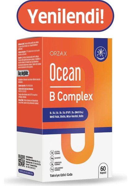 Ocean B Complex 60 Kapsül Aromasız Takviye Edici Gıda