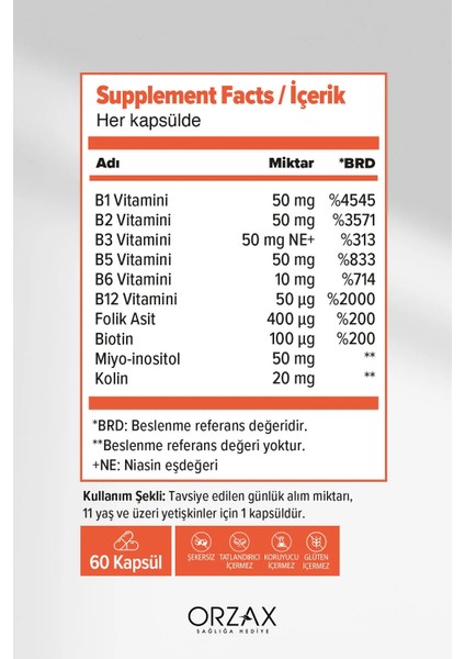Ocean B Complex 60 Kapsül Aromasız Takviye Edici Gıda