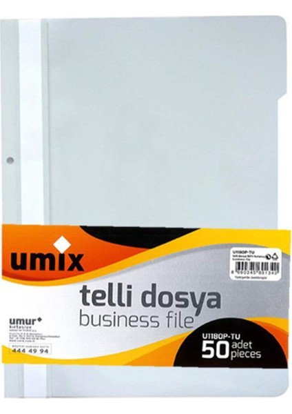 UMIXC PLUS A4 TELLI DOSYA 50'LI BEYAZ fiyatları