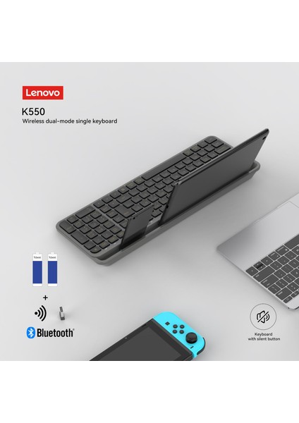 K550 Tablet Standlı Bluetooth + 2.4 Ghz Kablosuz Dual Modlu Sessiz Klavye fırsatları