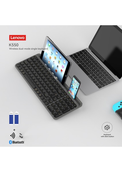 K550 Tablet Standlı Bluetooth + 2.4 Ghz Kablosuz Dual Modlu Sessiz Klavye fiyatları