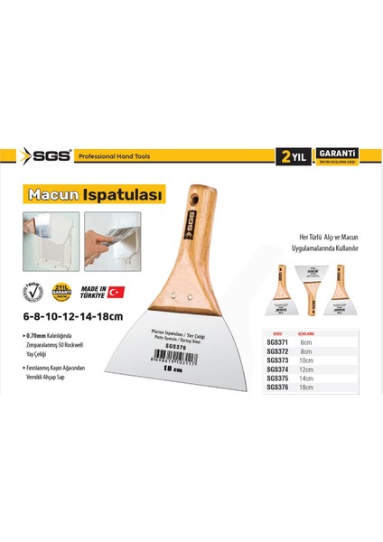 Ahşap Saplı Çelik Macun Spatula 6 Cm. indirimleri