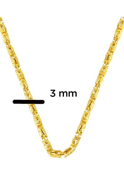14 Ayar Altın 3 mm. Kral Zincir 65 cm