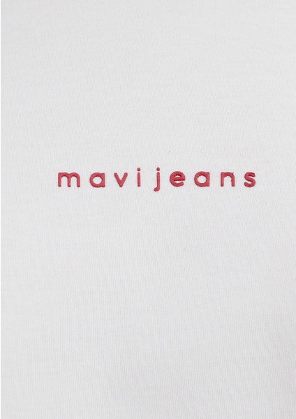Mavi Logo Baskılı Ekru Tişört 1613890-80194