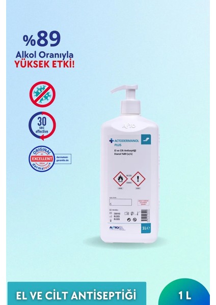 1 lt Sıvı El ve Cilt Antiseptiği Actodermanol Plus Alkollü ve Nemlendirici Özellikli modelleri