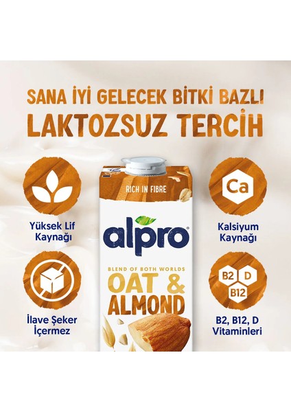 Yulaf Badem Sütü 1 L Vegan Laktozsuz Bitkisel Bazlı fiyatları