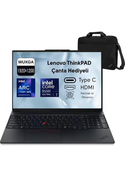Lenovo Thinkpad E16 G3 Intel Ultra 7 255H 32GB 1tb SSD 140T Grafik 16" Wuxga Freedos Taşınabilir Bilgisayar 21SR006RTX O5
