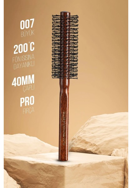 Professional 007 Ufak Saç Fön Fırçası 31 mm Çaplı Boncuklu Uçlarla Kolay Fön Sağlar