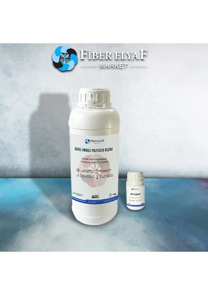 Fiber Elyaf Polyester Reçine 1kg. (Sertleştiricili)+Mek 10 Gr.