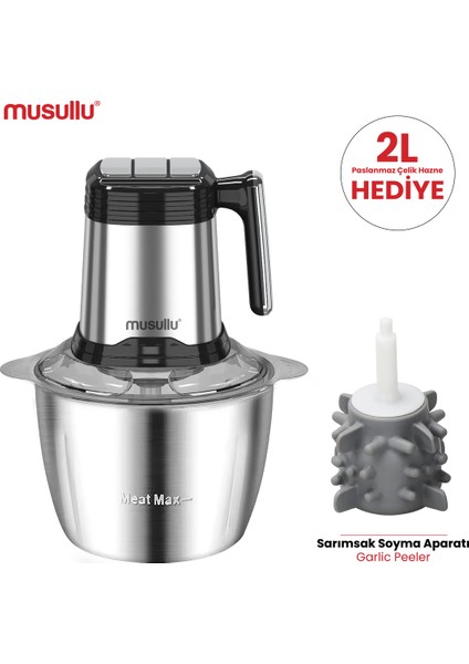 2 lt MSL-1221-2 Rondo Doğrayıcı 4 Paslanmaz Çelik Bıçak ile Gümüş Renkli Şık Tasarım fırsatları