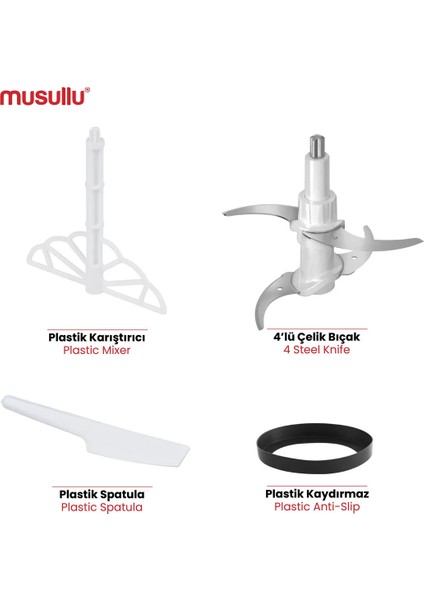 2 lt MSL-1221-2 Rondo Doğrayıcı 4 Paslanmaz Çelik Bıçak ile Gümüş Renkli Şık Tasarım