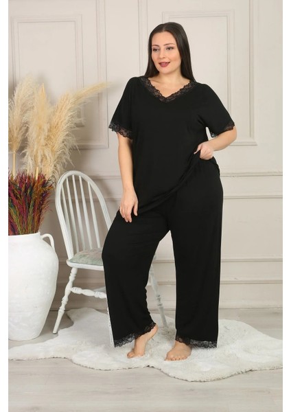 XL Modam Modam Kadın Büyük Beden Siyah Pijama Takımı XL Fiyatı
