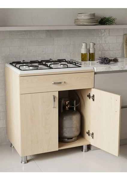 Set Altı Ocak Dolabı Meşe 60x58x85 cm Ölçüler Akçaağaç Renk Modern Tasarım modelleri