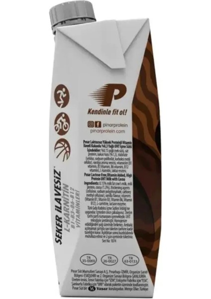 Kakaolu Protein Süt 500 ml x 12 Adet 26g Protein İçeren Laktozsuz Kakaolu İçecek