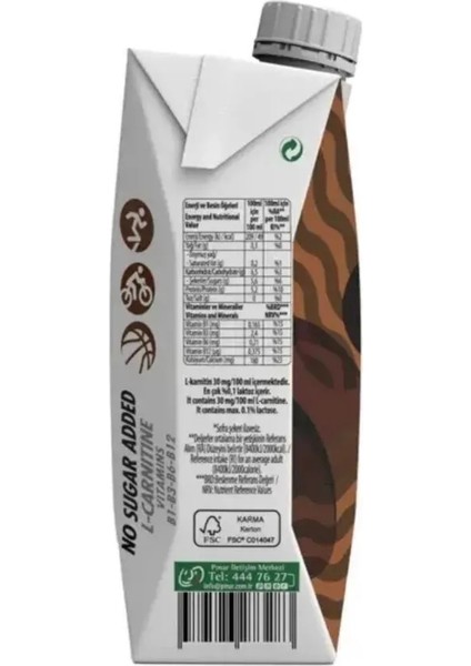 Kakaolu Protein Süt 500 ml x 12 Adet 26g Protein İçeren Laktozsuz Kakaolu İçecek