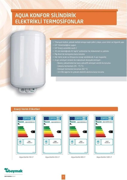 AQUA KONFOR 50 LT TERMOSİFON indirimleri