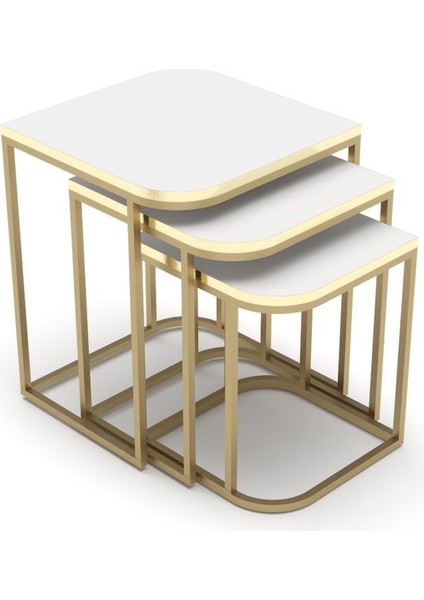 Zigon Sehpa Damla Gold Beyaz fırsatları