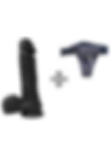 Dildo Series Siyah Wolf King 22 cm Belden Bağlamalı Realistik Penis