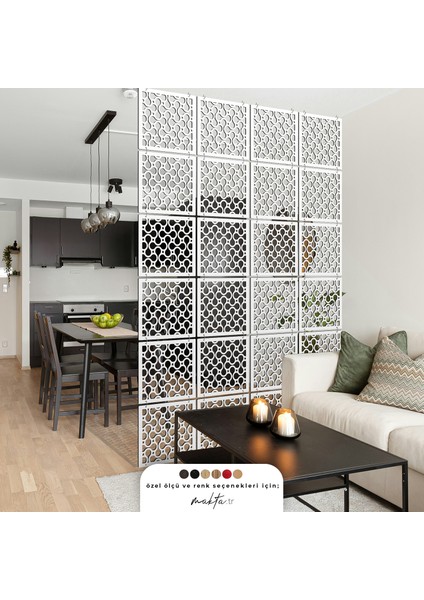 ® Perde Paravan | Lazer Kesim Ahşap Sarkıt Seperatör, 4'lü Panel Levha Seti