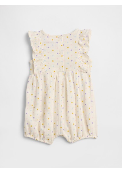 Bebek Krem Gauze Ruffle Romper Tulum modelleri