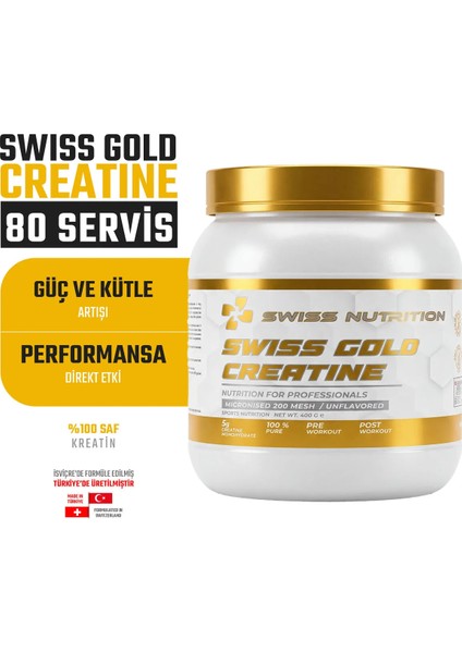 Swiss Gold Kreatin 400 gr %100 Saf Monohidrat Türkiye Menşeli 80 Servis modelleri