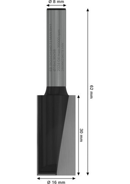 Pro 16X30 mm Ahşap Düz Freze Ucu 2608629679 modelleri