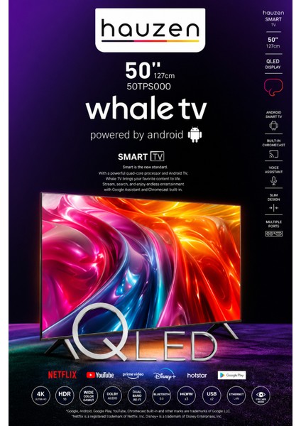 50TP5000 50'' 127 Ekran Uydu Alıcılı 4K Ultra HD whaleOS QLED TV modelleri