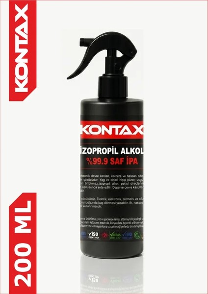 %99,9 Saf İpa İzopropil Alkol 200 ml Hassas Yüzeyler İçin Kalıntı Bırakmayan Temizlik fırsatları