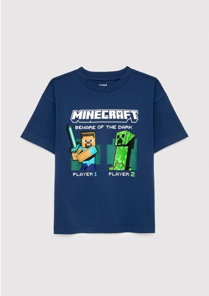 Minecraft Baskılı Lacivert Tişört 6610475-70491 modelleri