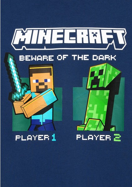 Minecraft Baskılı Lacivert Tişört 6610475-70491 indirimleri