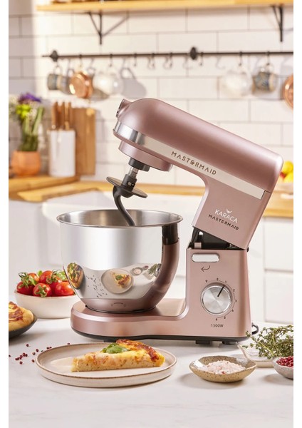 Mastermaid Chef Stand Mikser 1500 W Güçlü Motor ve 5 Lt Kapasite ile Metal Rosegold