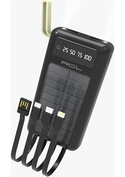 Azurtech Acl PB-20000 Mah Güneş Enerjisiyle Dolan Tüm Cihazlara Uyumlu Powerbank