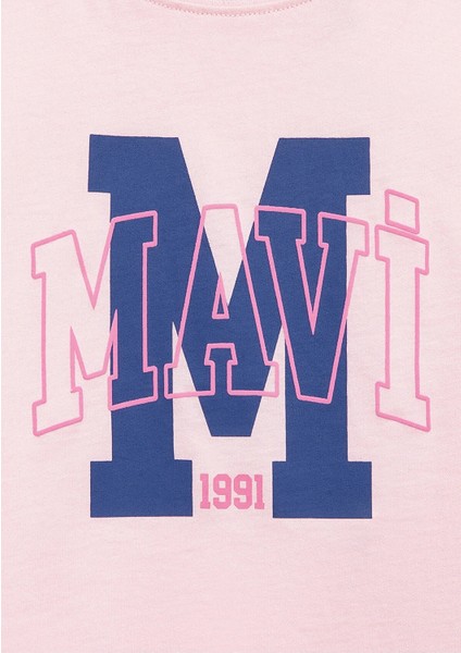 M Logo Baskılı Pembe Tişört 7610390-71007