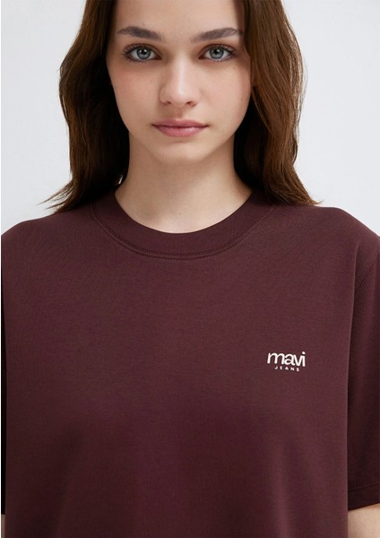 Mavi Jeans Baskılı Bordo Tişört 1613804-70223