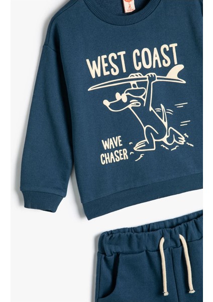 Takım 2'li Şort Sweatshirt Köpek Baskılı Pamuklu modelleri