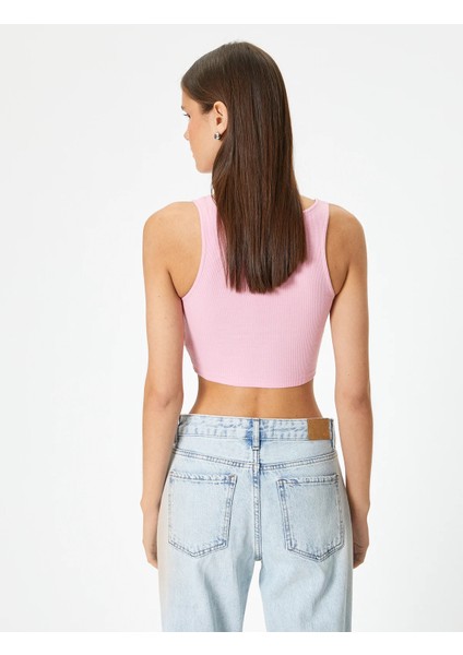 Drapeli V Yaka Crop Üst Kolsuz Slim Fit fırsatları