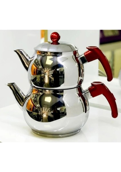 Çelik Kardem Mini Boy Çaydanlık Paslanmaz Çelik Ergonomik Kulp 0,80 lt Üst 1,0 lt Alt fiyatları