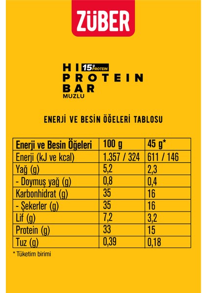 Muzlu Hi Protein Bar 45G x 12 Adet (15G Protein)