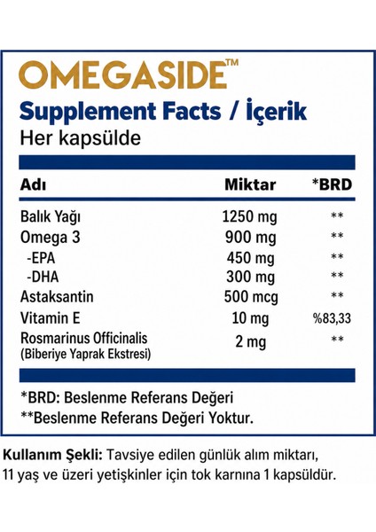 Omegaside Omega-3 Portakal Aromalı 50 Softjel Kapsül fiyatları